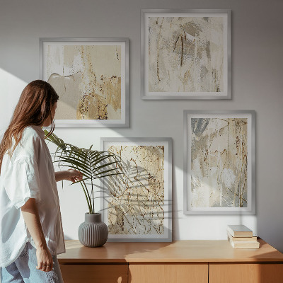 Galería de pared Líneas de formas abstractas de color beige
