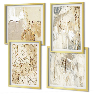 Galería de pared Líneas de formas abstractas de color beige