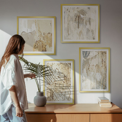 Galería de pared Líneas de formas abstractas de color beige