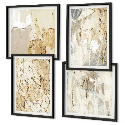 Galería de pared Líneas de formas abstractas de color beige