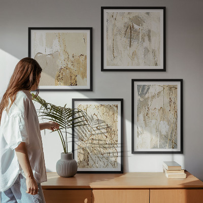 Galería de pared Líneas de formas abstractas de color beige