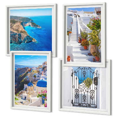 Set de cuadros modernos para salón Arquitectura griega de Santorini Oia