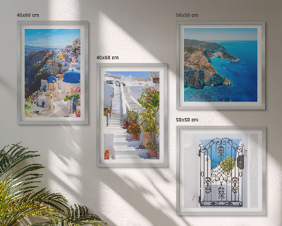 Set de cuadros modernos para salón Arquitectura griega de Santorini Oia