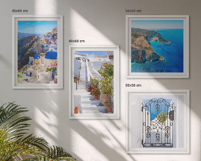Set de cuadros modernos para salón Arquitectura griega de Santorini Oia
