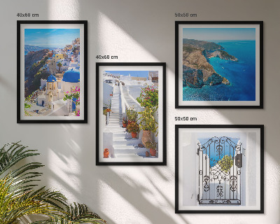 Set de cuadros modernos para salón Arquitectura griega de Santorini Oia