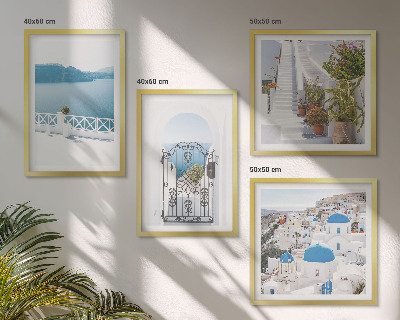 Set de 4 cuadros para salón Escaleras blancas plantas mar