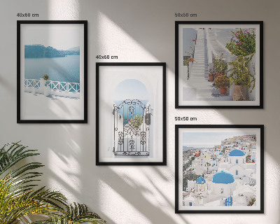 Set de 4 cuadros para salón Escaleras blancas plantas mar