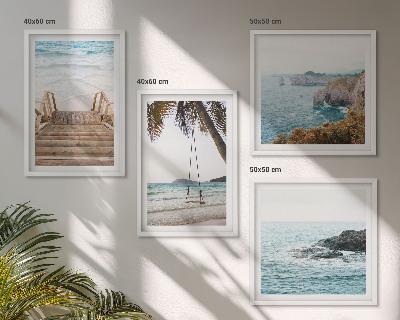 Galería de pared Escaleras, playa, vista al mar, columpio