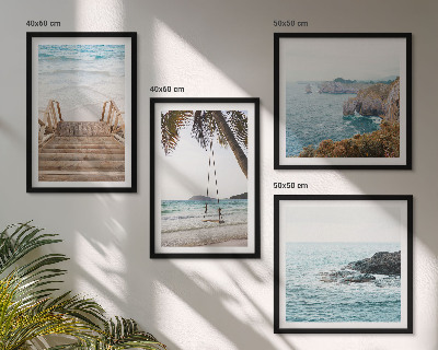 Galería de pared Escaleras, playa, vista al mar, columpio