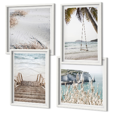 Set de cuadros modernos para salón Escaleras de playa columpio mar