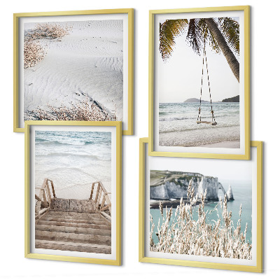 Set de cuadros modernos para salón Escaleras de playa columpio mar