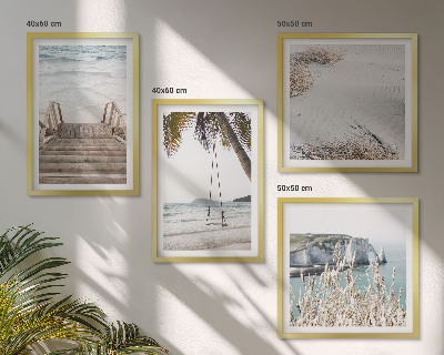 Set de cuadros modernos para salón Escaleras de playa columpio mar