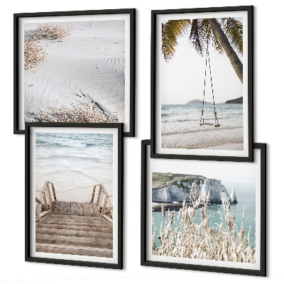Set de cuadros modernos para salón Escaleras de playa columpio mar