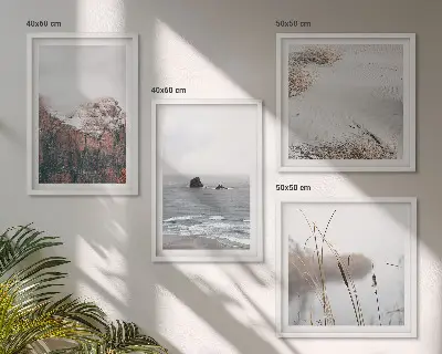 Set de 4 cuadros para salón diseño de ondas abstractas en tonos gris pastel