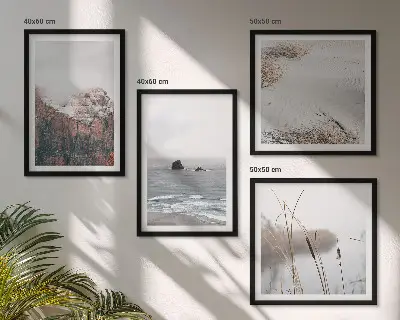 Set de 4 cuadros para salón diseño de ondas abstractas en tonos gris pastel