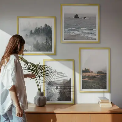 Set de cuadros modernos para salón con paisajes de montañas y mar