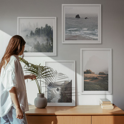 Set de cuadros modernos para salón Paisajes de montañas y mar