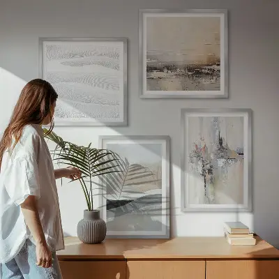Set de 4 cuadros para salón con diseño de patrones abstractos de la Tierra