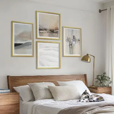 Set de 4 cuadros para salón con diseño de patrones abstractos de la Tierra