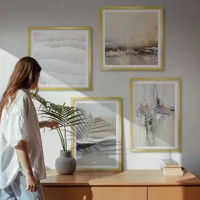 Set de 4 cuadros para salón con diseño de patrones abstractos de la Tierra