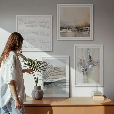 Set de 4 cuadros para salón con diseño de patrones abstractos de la Tierra