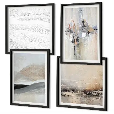 Set de 4 cuadros para salón con diseño de patrones abstractos de la Tierra