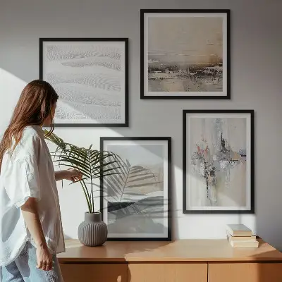 Set de 4 cuadros para salón con diseño de patrones abstractos de la Tierra