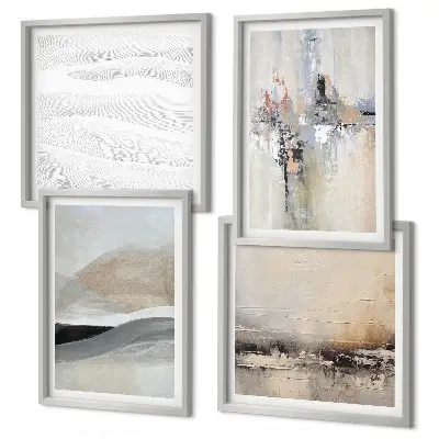Set de 4 cuadros para salón con diseño de patrones abstractos de la Tierra