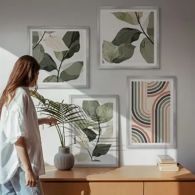 Galería de pared con motivos vegetales geométricos