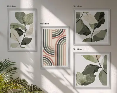 Galería de pared con motivos vegetales geométricos