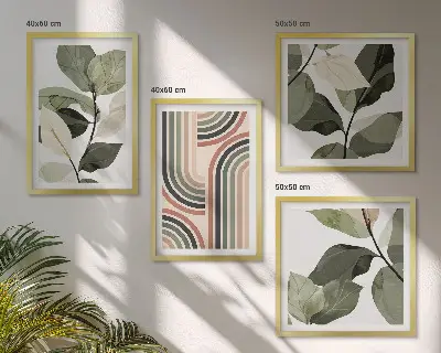 Galería de pared con motivos vegetales geométricos