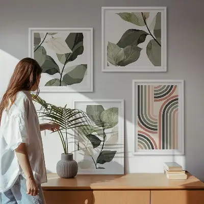 Galería de pared con motivos vegetales geométricos