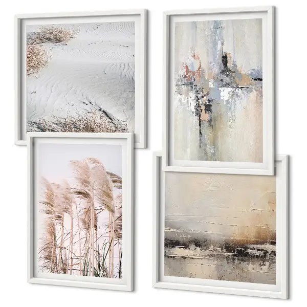 Set de 4 cuadros de patrones abstractos de vegetación decoración para salón