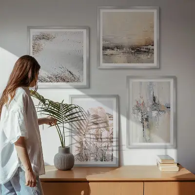 Set de 4 cuadros de patrones abstractos de vegetación decoración para salón