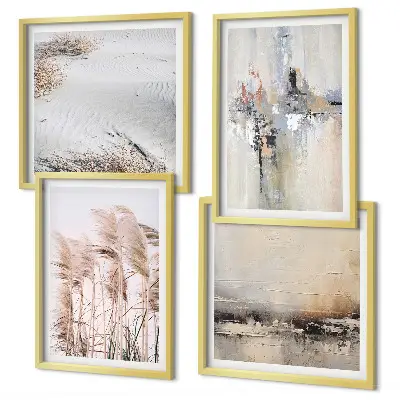 Set de 4 cuadros de patrones abstractos de vegetación decoración para salón