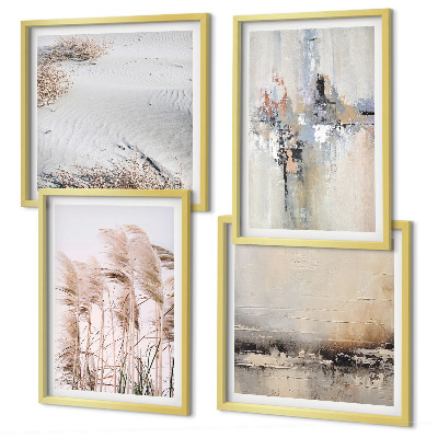 Set de 4 cuadros para salón Patrones abstractos de vegetación