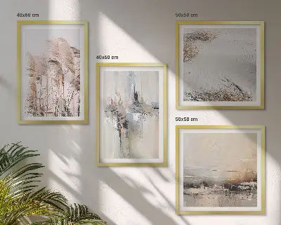 Set de 4 cuadros de patrones abstractos de vegetación decoración para salón
