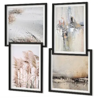 Set de 4 cuadros de patrones abstractos de vegetación decoración para salón