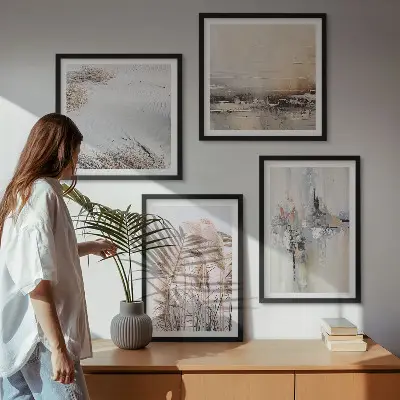 Set de 4 cuadros de patrones abstractos de vegetación decoración para salón