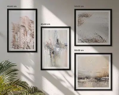 Set de 4 cuadros de patrones abstractos de vegetación decoración para salón