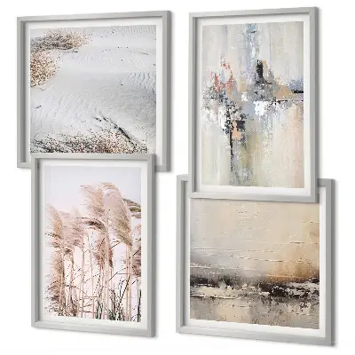 Set de 4 cuadros de patrones abstractos de vegetación decoración para salón