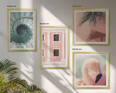 Galería de pared con patrones pastel en arquitectura