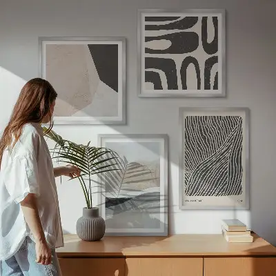 Set de cuadros decorativos modernos con diseños abstractos estilo boho