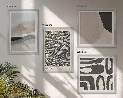 Set de cuadros decorativos modernos con diseños abstractos estilo boho