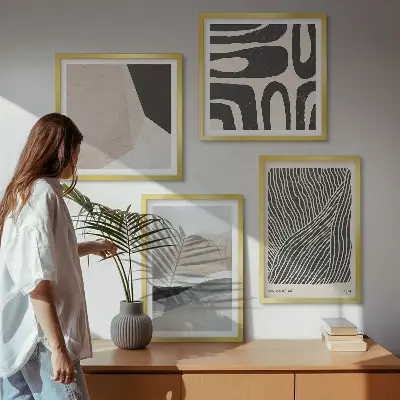 Set de cuadros decorativos modernos con diseños abstractos estilo boho