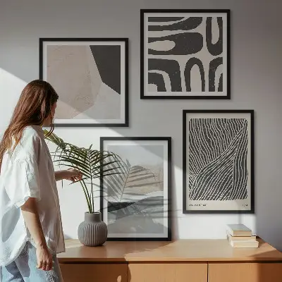 Set de cuadros decorativos modernos con diseños abstractos estilo boho