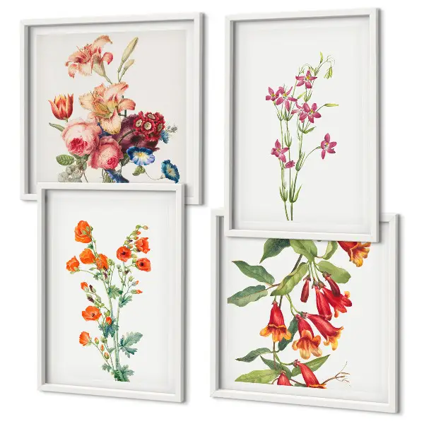 Pintura de flores al estilo retro cuadro decorativo para galería de pared
