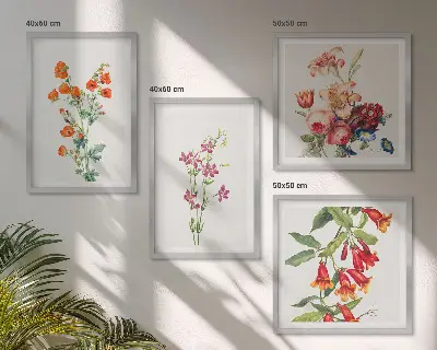 Pintura de flores al estilo retro cuadro decorativo para galería de pared
