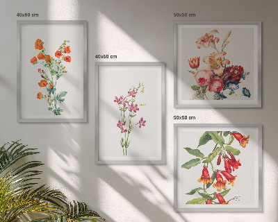 Galería de pared Pintura de flores al estilo retro