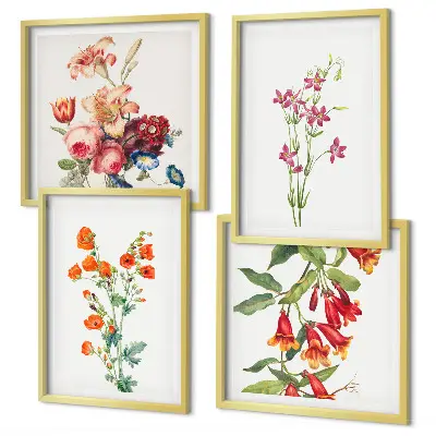 Pintura de flores al estilo retro cuadro decorativo para galería de pared